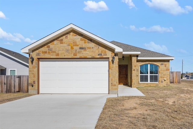 single story home featuring a garage