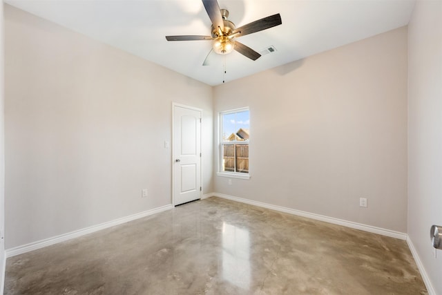 spare room featuring ceiling fan