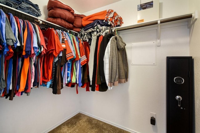 walk in closet featuring carpet