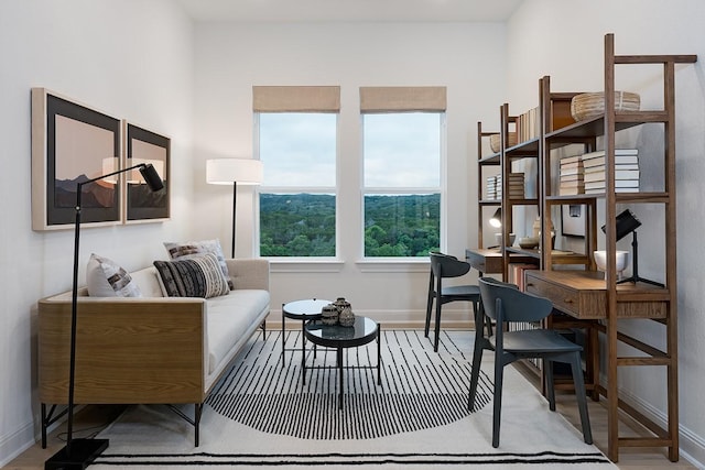 interior space with light hardwood / wood-style flooring