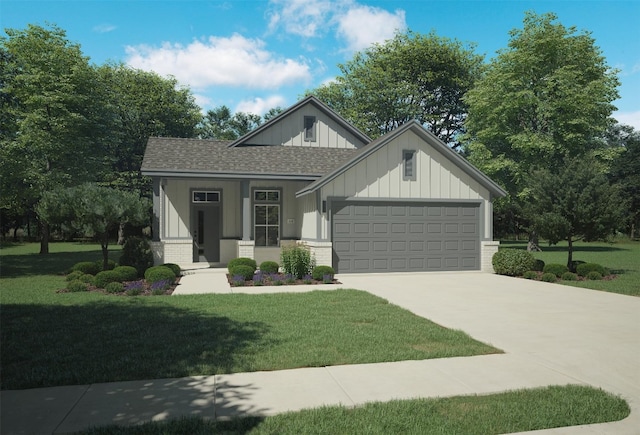 212 Hidalgo Ln, Elgin, TX 78621 - view of front of home with roof with shingles, board and batten siding, a garage, a front lawn, and driveway