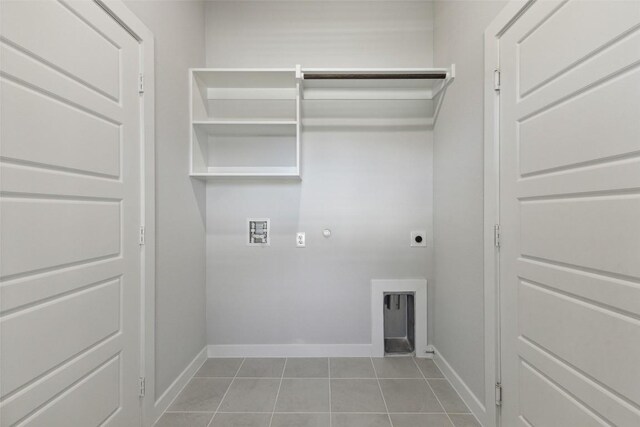 212 Hidalgo Ln, Elgin, TX 78621 - washroom featuring electric dryer hookup, tile patterned flooring, baseboards, and washer hookup