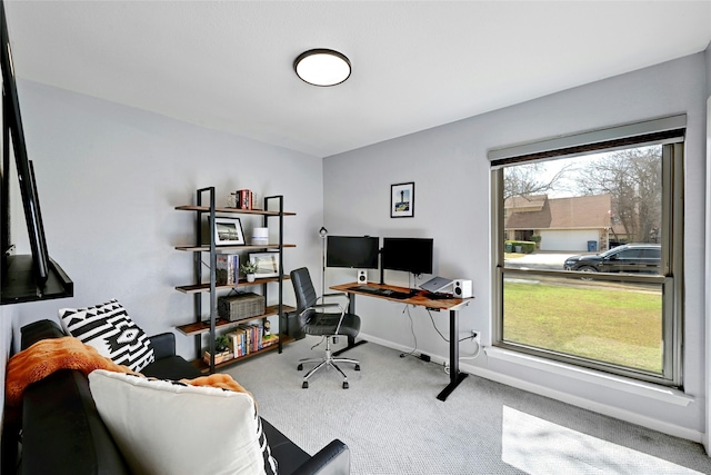 view of carpeted office space