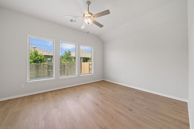 305 Five Mile Creek Way, Kyle, TX 78640 - empty room featuring baseboards, light wood-type flooring, and ceiling fan