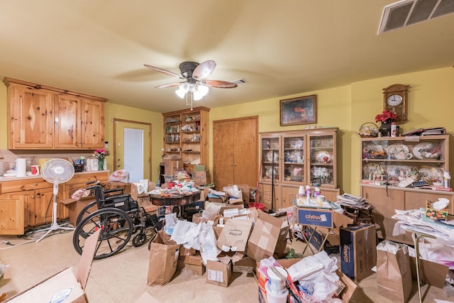 misc room with ceiling fan