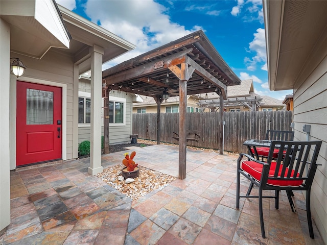 view of patio / terrace featuring a gazebo and a pergola