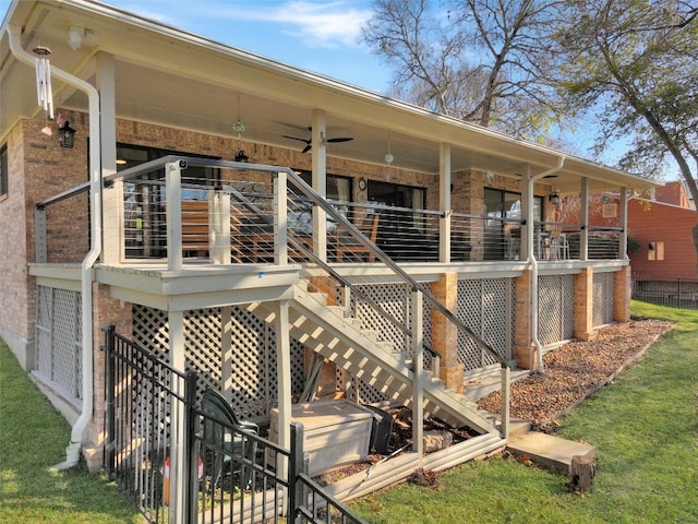 150 Turtle Ln, Seguin, TX 78155 - view of home's exterior featuring brick siding, stairway, and a lawn