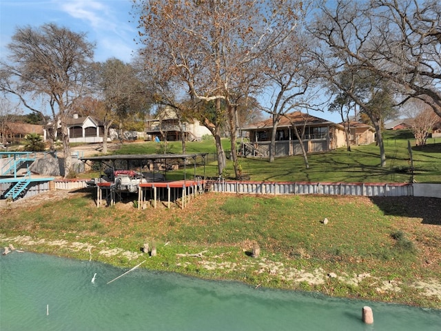 150 Turtle Ln, Seguin, TX 78155 - exterior space featuring a water view and a lawn