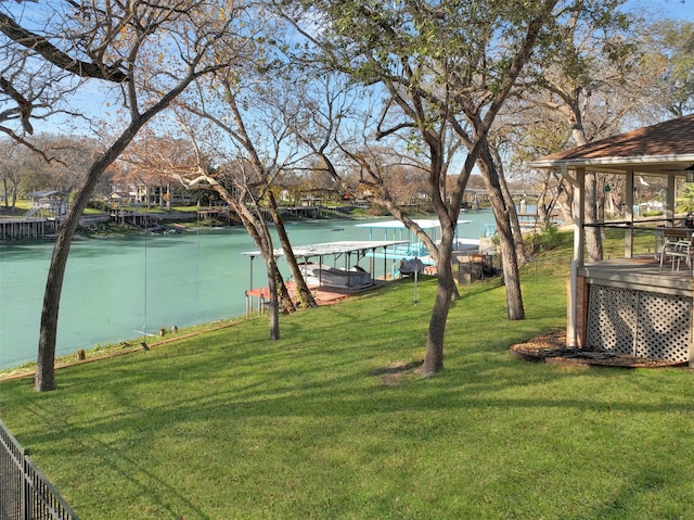 view of yard with a water view