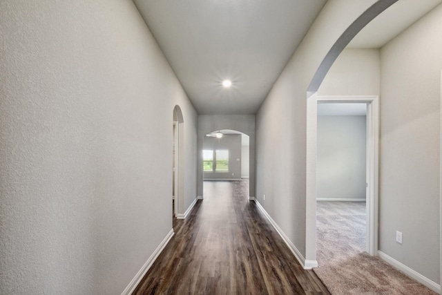 hall featuring dark hardwood / wood-style flooring