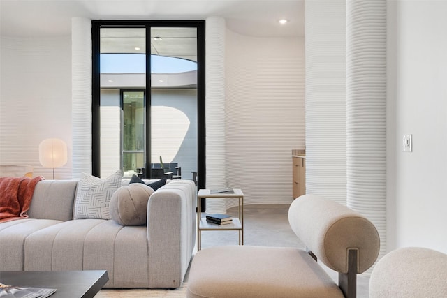 living room featuring a wealth of natural light