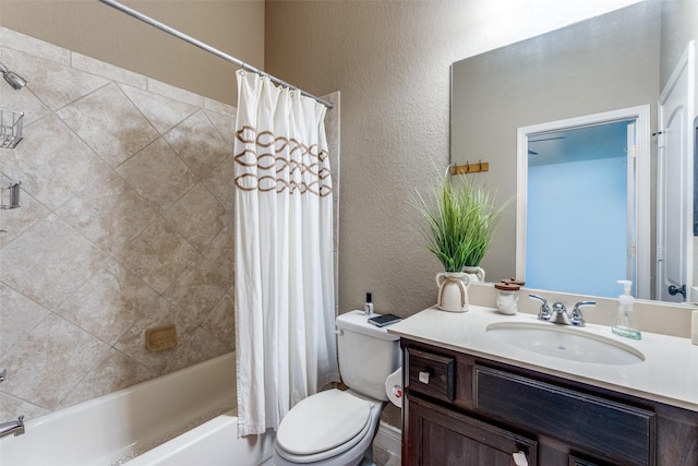 full bathroom featuring toilet, vanity, and shower / bath combo