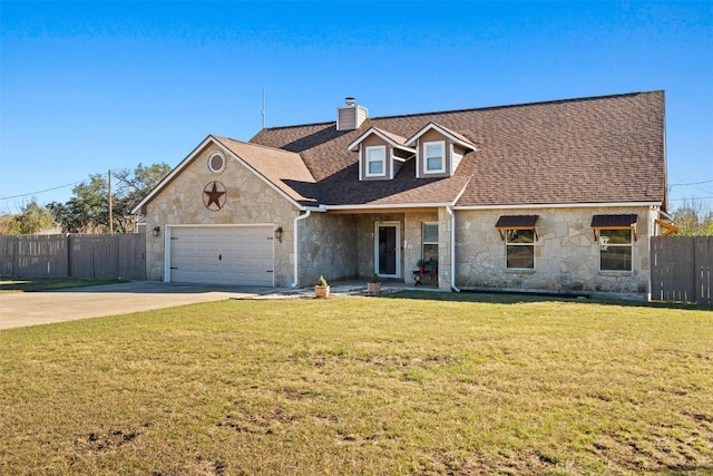 1536 Kings Ranch Rd, Bandera, TX 78003 - view of front of property featuring stone siding, a chimney, an attached garage, concrete driveway, and roof with shingles