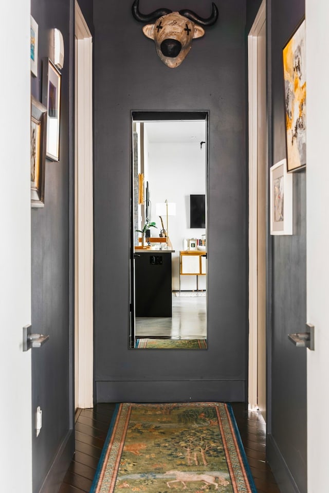 hall featuring dark hardwood / wood-style floors