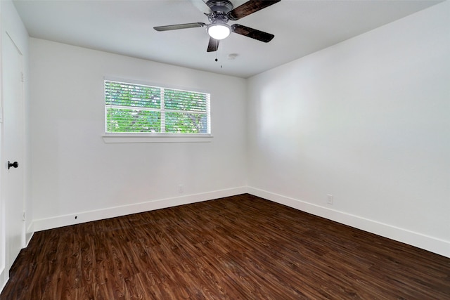 unfurnished room featuring ceiling fan and hardwood / wood-style flooring