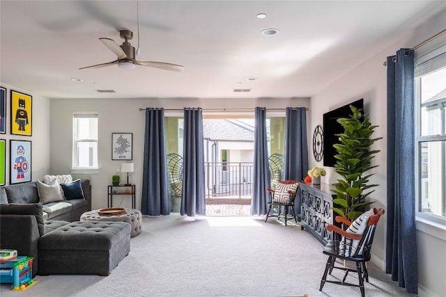 4007 Emory Peak Pass, Austin, TX 78731 - carpeted living room featuring ceiling fan