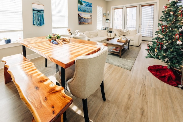 dining area featuring light hardwood / wood-style floors