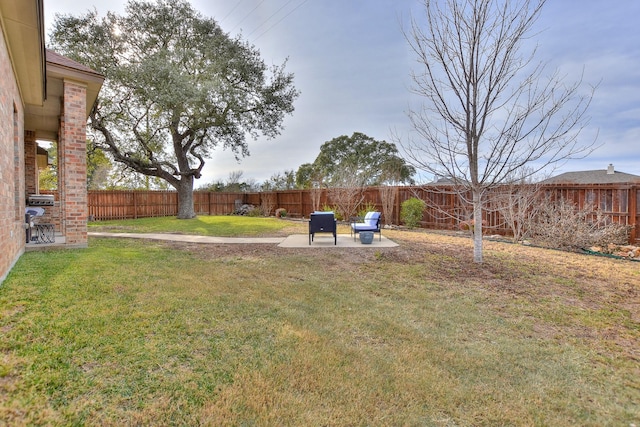 view of yard with a patio area