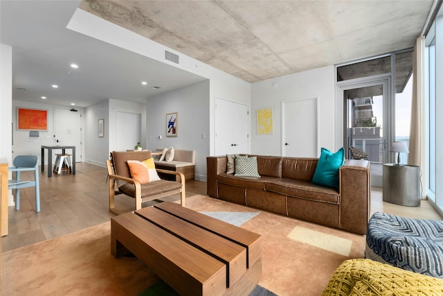 living room featuring light hardwood / wood-style flooring