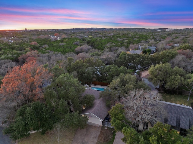 view of aerial view at dusk