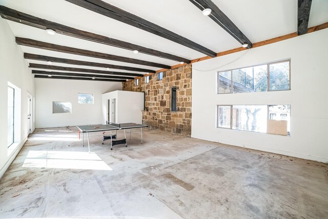 interior space with beam ceiling