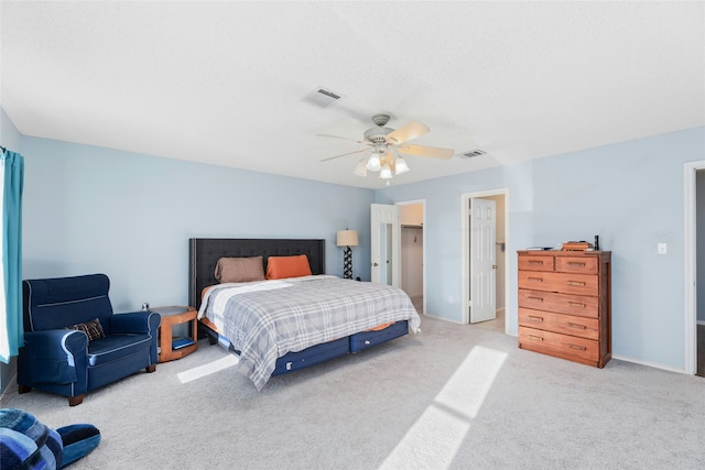 bedroom with carpet flooring and ceiling fan