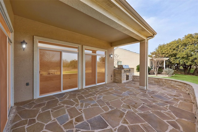 view of patio with grilling area and area for grilling