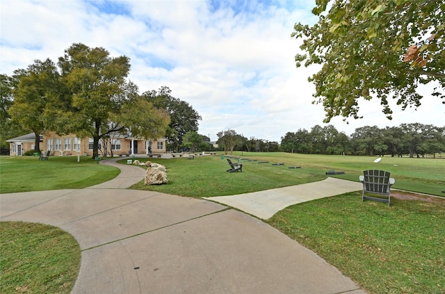 view of community featuring a yard