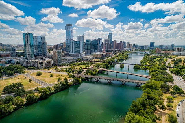 property's view of city with a water view