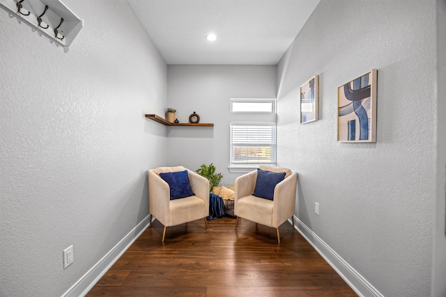 sitting room featuring dark hardwood / wood-style floors