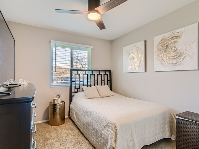 bedroom featuring carpet flooring and ceiling fan