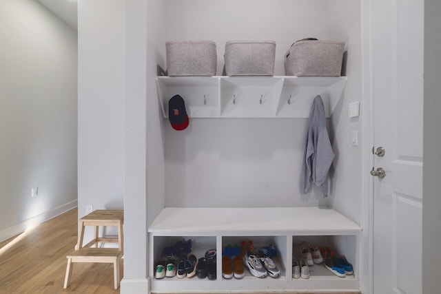 mudroom featuring hardwood / wood-style floors