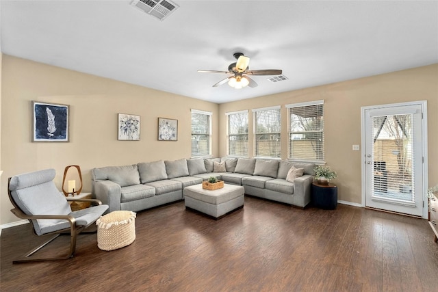 9201 Bentley Garner Ln, Austin, TX 78748 - living area with a ceiling fan and dark wood finished floors