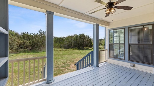 deck featuring ceiling fan