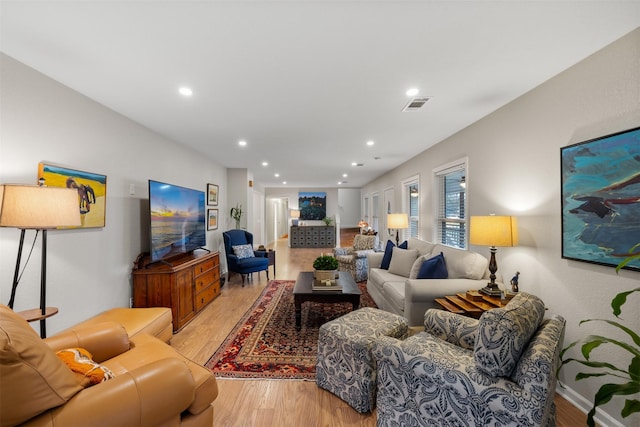 living room featuring light hardwood / wood-style flooring