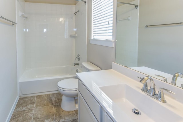 full bathroom with vanity, toilet, and shower / washtub combination