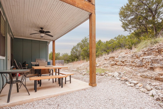 view of patio with ceiling fan