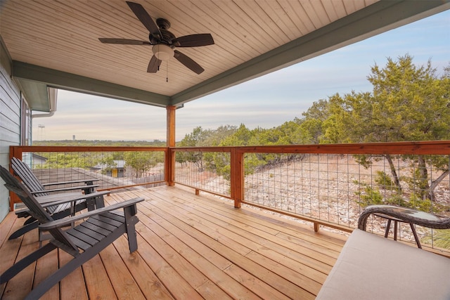 wooden terrace with ceiling fan