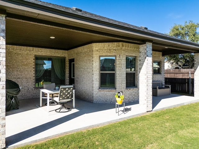 view of patio / terrace with a grill