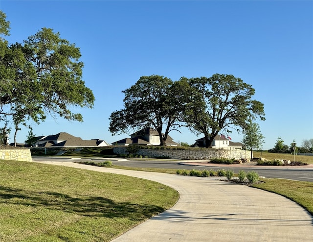 view of home's community with a lawn