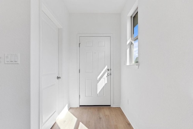 doorway to outside with light hardwood / wood-style flooring