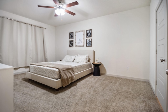 bedroom featuring carpet flooring and ceiling fan