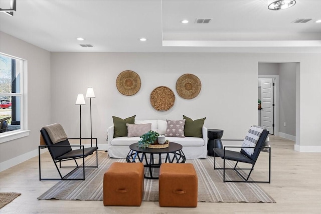 living room featuring light hardwood / wood-style floors