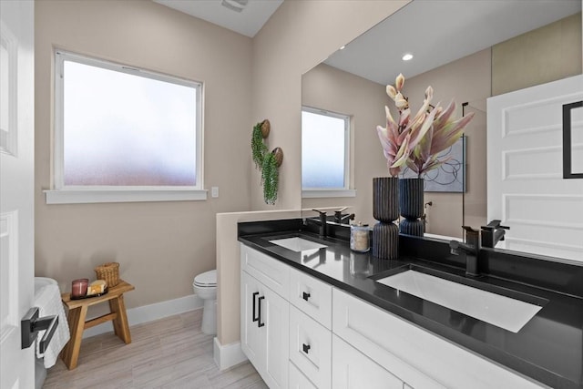 bathroom with toilet and vanity