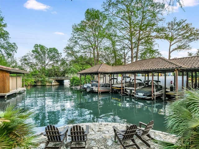 view of dock featuring a water view