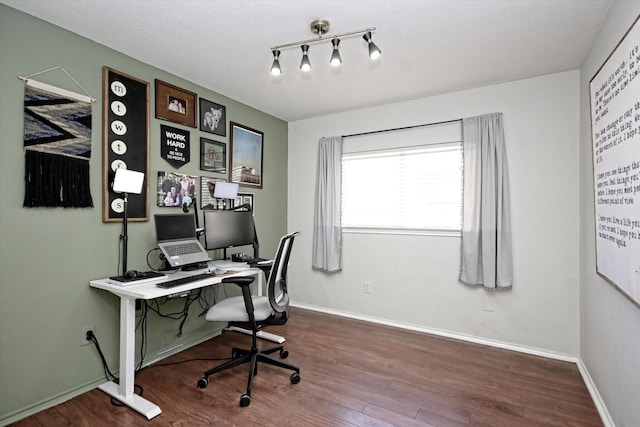 home office featuring wood-type flooring