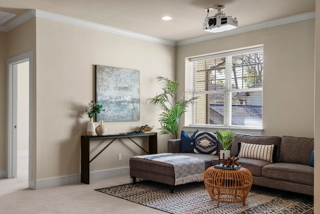 2407 Enfield Rd Unit A, Austin, TX 78703 - sitting room with carpet, ornamental molding, and recessed lighting