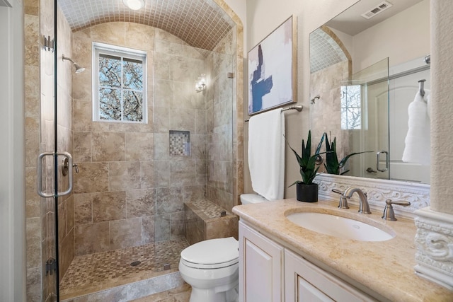 2407 Enfield Rd Unit A, Austin, TX 78703 - full bath with a shower stall, vanity, and plenty of natural light