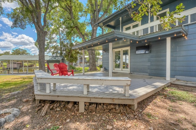 614 E Briarway Dr, Granite Shoals, TX 78654 - wooden deck featuring french doors