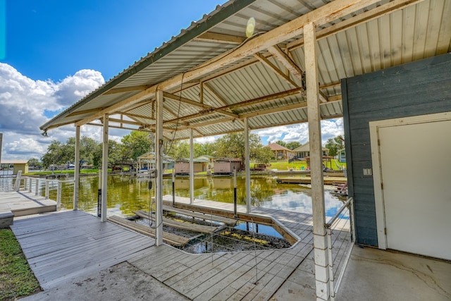 view of dock featuring a water view